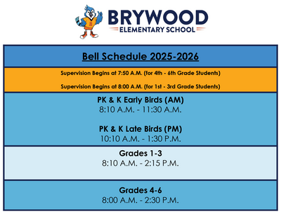 Brywood Bell Schedule